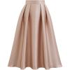 imageCHICWISH Women Sleek Pleated Midi Skirt ALine Elastic High Waist Solid Flared Skirt with Side Pockets CoralCoral
