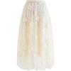 imageCHICWISH Womens 3D Mesh Flower Embroidered Tulle Midi SkirtLight Yellow3d Mesh Flower