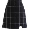 imageCHICWISH Womens Brown CheckBlackWhite Grid WoolBlend Mini Bud SkirtMini Skirtblack Grid