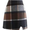 imageCHICWISH Womens Brown CheckBlackWhite Grid WoolBlend Mini Bud SkirtMini Skirtbrown