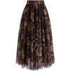 imageCHICWISH Womens Fall Tulle Midi Skirt Print DoubleLayered Skirt High Elastic Waist Tutu Mesh SkirtsYellow