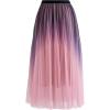 imageCHICWISH Womens Shimmer Gradient Pleated Mesh Maxi SkirtGradientpink