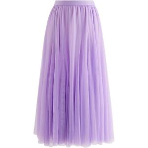 imageCHICWISH Womens Lavender Layered Mesh Ballet Prom Party Tulle Tutu ALine Maxi Skirt