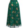 imageCHICWISH Women Christmas Gingerbread Man Green Mesh Tulle Midi Skirt ALine High Waist Flowy Holiday Party SkirtsGreen