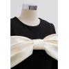 imageCHICWISH Women ColdShouder Midi Dress Big Bow Long Sleeve Elegant Dress Balck Flare Mini Dress with Side Pockets Black