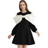 imageCHICWISH Women ColdShouder Midi Dress Big Bow Long Sleeve Elegant Dress Balck Flare Mini Dress with Side Pockets Black