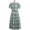 imageCHICWISH Women Cotton Midi Dress Crochet Collar Short Sleeve Embroidered Eyelet Button Down Casual Long DressGreen