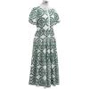 imageCHICWISH Women Cotton Midi Dress Crochet Collar Short Sleeve Embroidered Eyelet Button Down Casual Long DressGreen