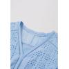 imageCHICWISH Women Cutwork Embroidered Eyelet Midi Dress V Neck Short Sleeve Casual Summer Cotton Vacation Long DressBlue