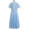 imageCHICWISH Women Cutwork Embroidered Eyelet Midi Dress V Neck Short Sleeve Casual Summer Cotton Vacation Long DressBlue