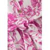 imageCHICWISH Women Floral Print Long Lantern Sleeves Mini Dress V Neck Button Summer Beach Vacation Frilling Dress with BeltHot Pink