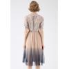 imageCHICWISH Women Gradient Pleated Mesh Tulle Midi Dress Elegant Ruffle Short Sleeve Button Down High Waist Summer Midi DressBlue