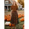 imageCHICWISH Women Halloween Tulle Skirt Cobweb Pattern Fairy A Line High Elastic Waist Mesh Layered Midi SkirtPumpkin