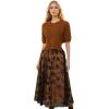 imageCHICWISH Women Halloween Tulle Skirt Cobweb Pattern Fairy A Line High Elastic Waist Mesh Layered Midi SkirtPumpkin
