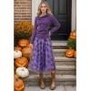 imageCHICWISH Women Halloween Tulle Skirt Cobweb Pattern Fairy A Line High Elastic Waist Mesh Layered Midi SkirtPurple