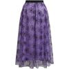 imageCHICWISH Women Halloween Tulle Skirt Cobweb Pattern Fairy A Line High Elastic Waist Mesh Layered Midi SkirtPurple