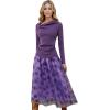 imageCHICWISH Women Halloween Tulle Skirt Cobweb Pattern Fairy A Line High Elastic Waist Mesh Layered Midi SkirtPurple