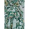 imageCHICWISH Women Leaves Printed Chiffon Midi Dress V Neck Flutter Sleeve Summer Wrap Dresses High Waist Casual Dress with BeltGreen