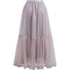 imageCHICWISH Women Mesh Tulle Midi Skirt Piping Hem Elastic High Waist Flowy ALine DoubleLayered Pink Skirts