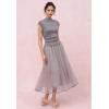 imageCHICWISH Women Mesh Tulle Midi Skirt Piping Hem Elastic High Waist Flowy ALine DoubleLayered Pink Skirts