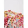 imageCHICWISH Women Printed Pleated Maxi Dress Long Bubble Sleeve Button Down Summer Casual Fashion Coral Long Dresses with BeltCoral