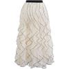 imageCHICWISH Women Rippling Attraction Panelled Mesh Tulle Skirt Casual Tutu Skirt High Elastic Waist Flowy Midi SkirtsCream