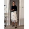 imageCHICWISH Women Rippling Attraction Panelled Mesh Tulle Skirt Casual Tutu Skirt High Elastic Waist Flowy Midi SkirtsCream