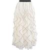 imageCHICWISH Women Rippling Attraction Panelled Mesh Tulle Skirt Casual Tutu Skirt High Elastic Waist Flowy Midi SkirtsCream