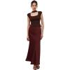 imageCHICWISH Women Satin Midi Skirt High Waist A Line Flared Solid Skirts Summer Elegant Party Flowy Long SkirtsBurgundy