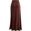 imageCHICWISH Women Satin Midi Skirt High Waist A Line Flared Solid Skirts Summer Elegant Party Flowy Long SkirtsBurgundy