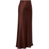imageCHICWISH Women Satin Midi Skirt High Waist A Line Flared Solid Skirts Summer Elegant Party Flowy Long SkirtsBurgundy