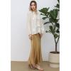 imageCHICWISH Women Satin Midi Skirt High Waist A Line Flared Solid Skirts Summer Elegant Party Flowy Long SkirtsGold