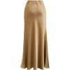 imageCHICWISH Women Satin Midi Skirt High Waist A Line Flared Solid Skirts Summer Elegant Party Flowy Long SkirtsGold