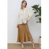 imageCHICWISH Women Satin Midi Skirt High Waist A Line Flared Solid Skirts Summer Elegant Party Flowy Long SkirtsGold