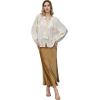 imageCHICWISH Women Satin Midi Skirt High Waist A Line Flared Solid Skirts Summer Elegant Party Flowy Long SkirtsGold
