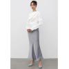 imageCHICWISH Women Satin Midi Skirt High Waist A Line Flared Solid Skirts Summer Elegant Party Flowy Long SkirtsGrey