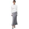 imageCHICWISH Women Satin Midi Skirt High Waist A Line Flared Solid Skirts Summer Elegant Party Flowy Long SkirtsGrey