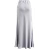 imageCHICWISH Women Satin Midi Skirt High Waist A Line Flared Solid Skirts Summer Elegant Party Flowy Long SkirtsGrey