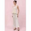imageCHICWISH Women Satin Midi Skirt High Waist A Line Flared Solid Skirts Summer Elegant Party Flowy Long SkirtsIvory