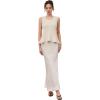 imageCHICWISH Women Satin Midi Skirt High Waist A Line Flared Solid Skirts Summer Elegant Party Flowy Long SkirtsIvory