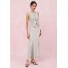 imageCHICWISH Women Satin Midi Skirt High Waist A Line Flared Solid Skirts Summer Elegant Party Flowy Long SkirtsIvory