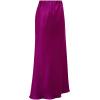 imageCHICWISH Women Satin Midi Skirt High Waist A Line Flared Solid Skirts Summer Elegant Party Flowy Long SkirtsMagenta