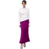 imageCHICWISH Women Satin Midi Skirt High Waist A Line Flared Solid Skirts Summer Elegant Party Flowy Long SkirtsMagenta