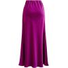imageCHICWISH Women Satin Midi Skirt High Waist A Line Flared Solid Skirts Summer Elegant Party Flowy Long SkirtsMagenta