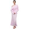 imageCHICWISH Women Satin Midi Skirt High Waist A Line Flared Solid Skirts Summer Elegant Party Flowy Long SkirtsPink