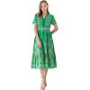 imageCHICWISH Women Short Sleeves Eyelet Embroidery Cotton Midi Dress V Neck Casual Green Summer Vacation DressGreen