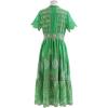 imageCHICWISH Women Short Sleeves Eyelet Embroidery Cotton Midi Dress V Neck Casual Green Summer Vacation DressGreen