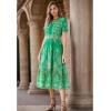 imageCHICWISH Women Short Sleeves Eyelet Embroidery Cotton Midi Dress V Neck Casual Green Summer Vacation DressGreen