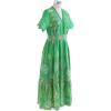 imageCHICWISH Women Short Sleeves Eyelet Embroidery Cotton Midi Dress V Neck Casual Green Summer Vacation DressGreen