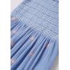 imageCHICWISH Women Square Neck Midi Dress Long Sleeve Floret Embroidery Cotton High Waist Long Dress with PocketsBlue